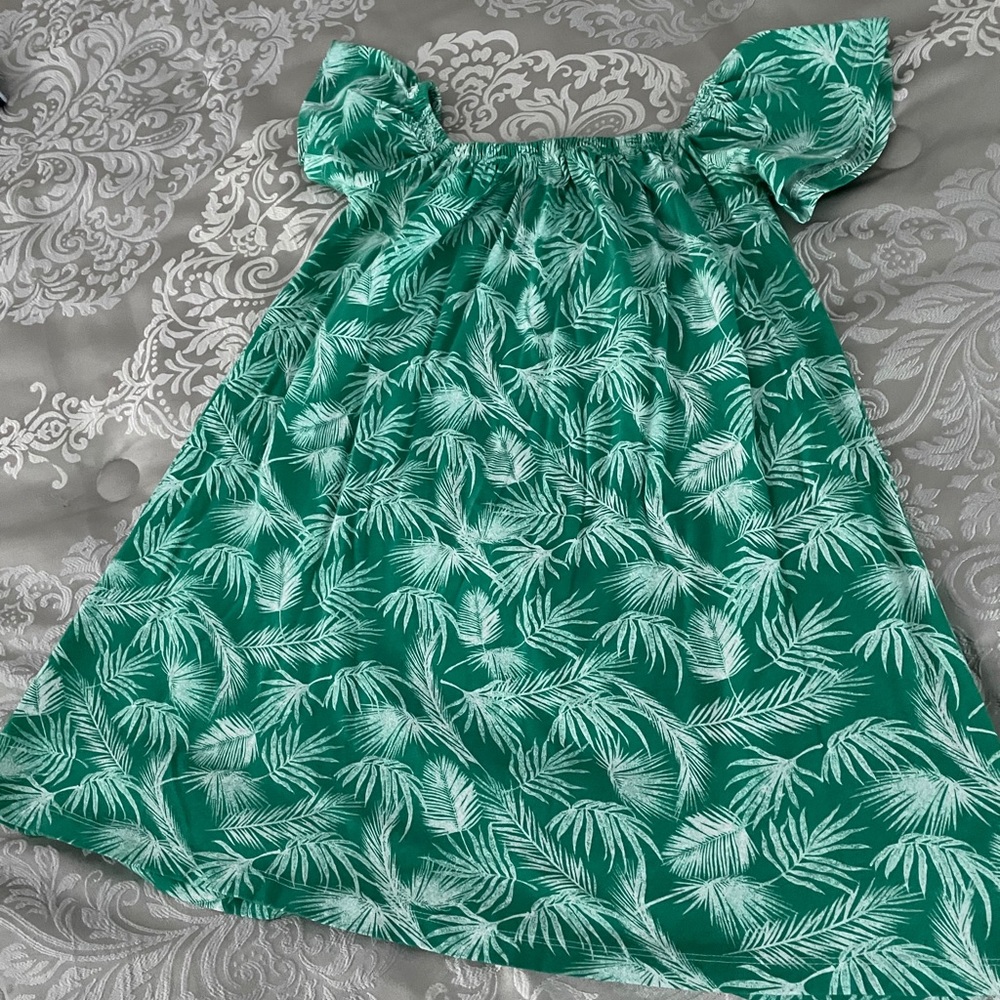 ASOS off the shoulder tropical print cotton dress